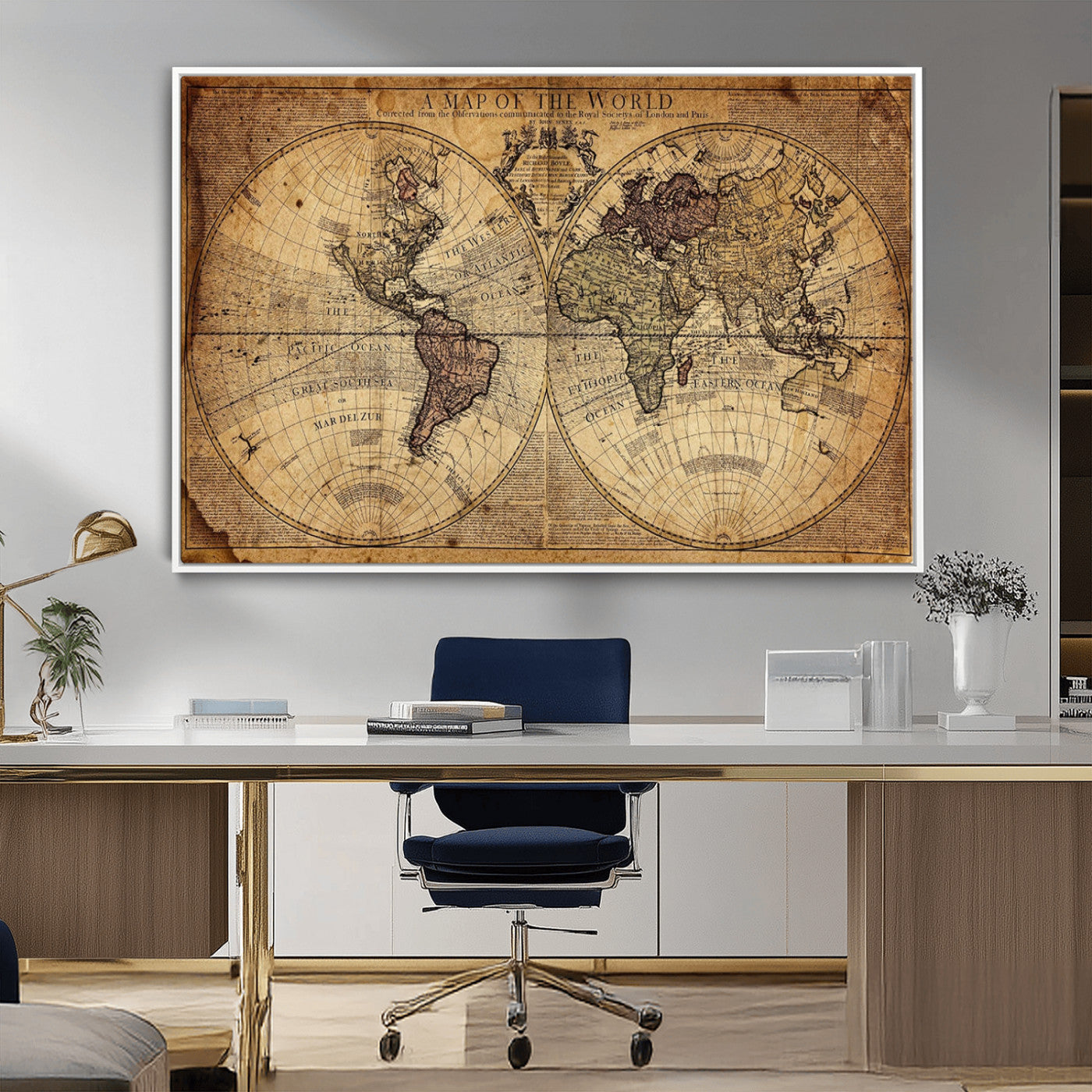 MGV-FC-36X24 - Push Pin World Map Canvas Print – Framed Wall Art for Couples to Track Their Travels – Anniversary