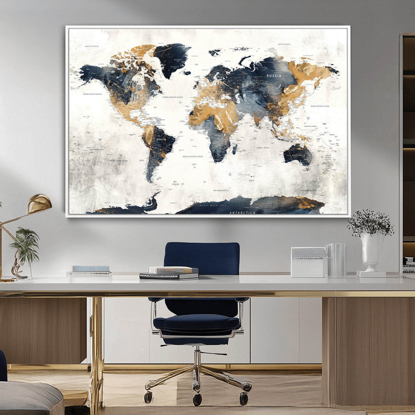 MGV-FC-36X24 - Push Pin World Map Canvas Print – Framed Wall Art for Couples to Track Their Travels – Anniversary