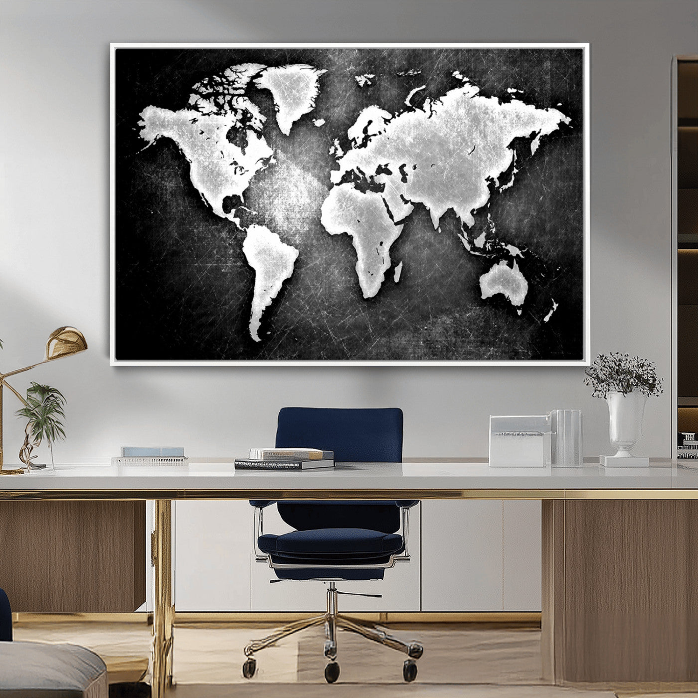 MGV-FC-36X24 - World Map Wall Art Canvas Print – Framed Wall Art for Anniversary Gift or Home Adventure Decor