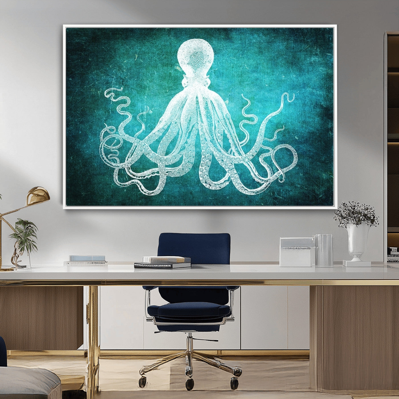MGV-FC-36X24 - Green Octopus Abstract Wall Art Canvas Print