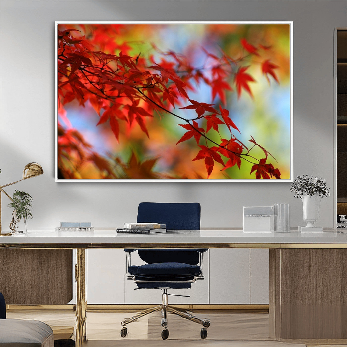 MGV-FC-36X24 - Red Leaves Autumn Forest Wall Art Canvas, Red Leaves Autumn Forest Canvas Print