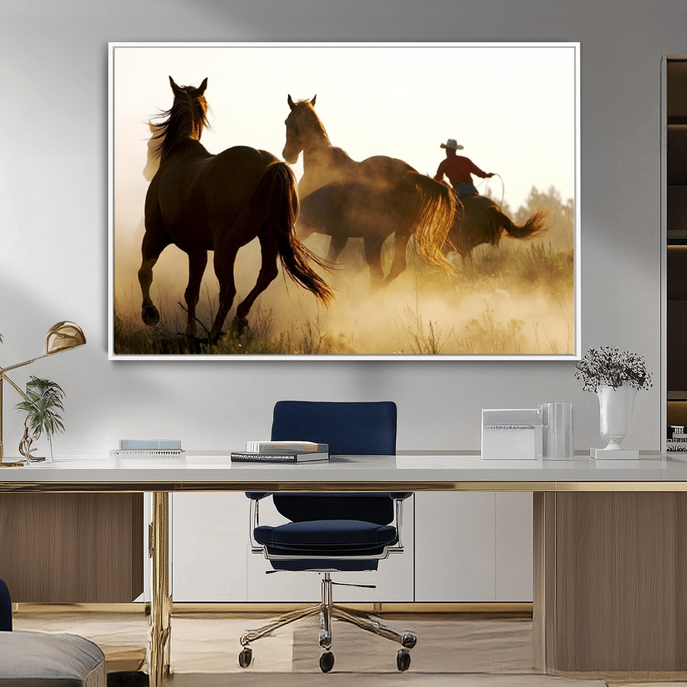 MGV-FC-36X24 - Horses and Cowboys Wall Art Canvas Print