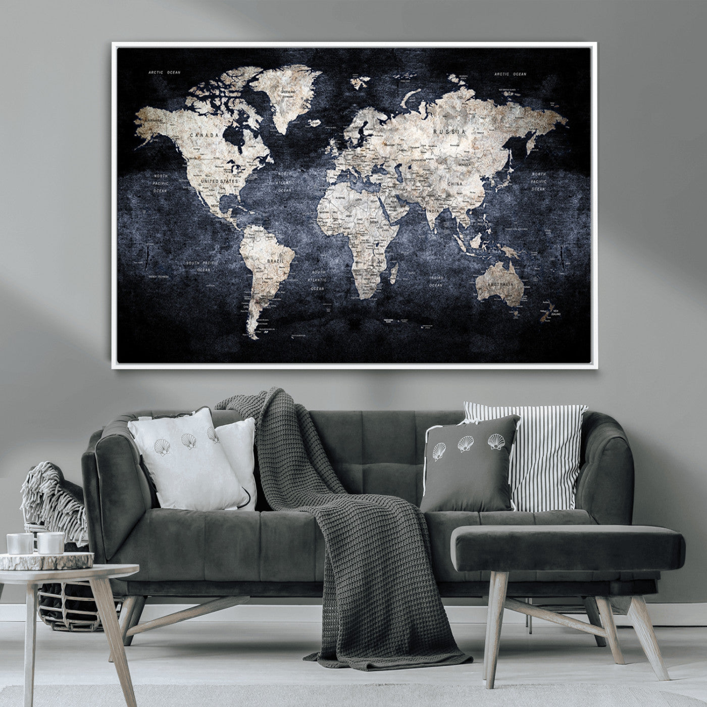 MGV-FC-36X24 - World Map Wall Art Canvas Print for Home and Office Decor
