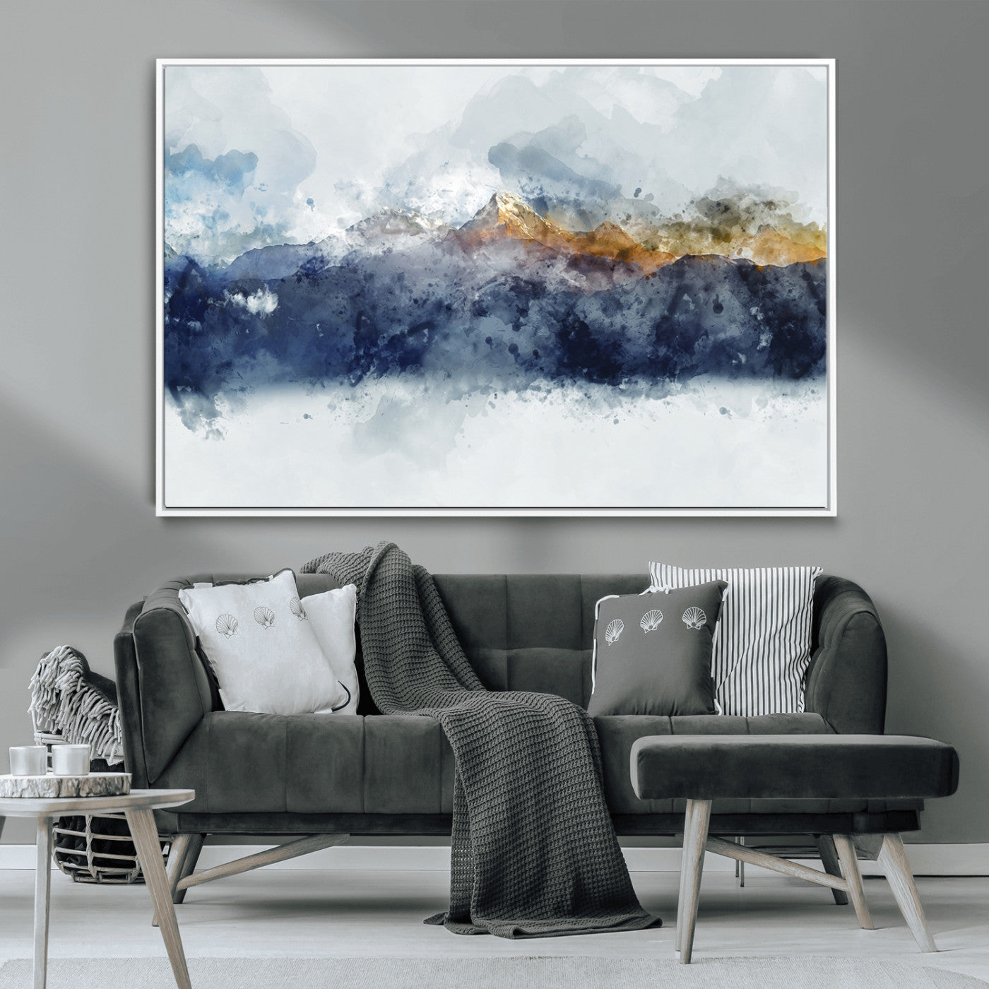 89149-MGV-CV-36X24-Abstract Mountain Range Art Canvas Print | 3 Panel Watercolor Landscape for Living Room, Office, or Bedroom | Large Ready-to-Hang Artwork