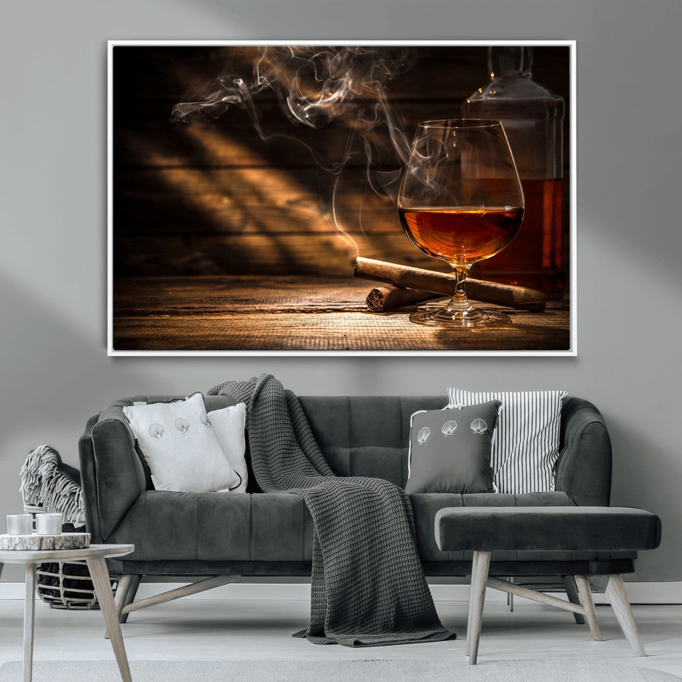 MGV-FC-36X24 - Whiskey and Cigar Wall Art Canvas Print