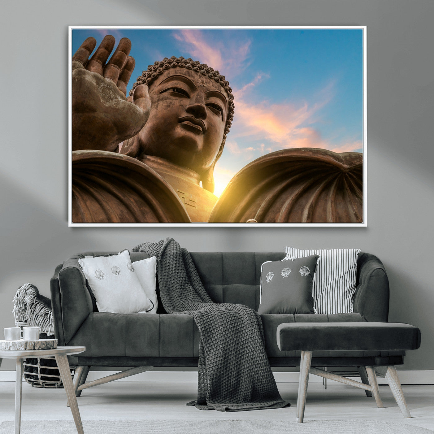 MGV-FC-36X24 - Buddha Statue and Daylight Wall Art, Buddha Statue Wall Art Canvas Print