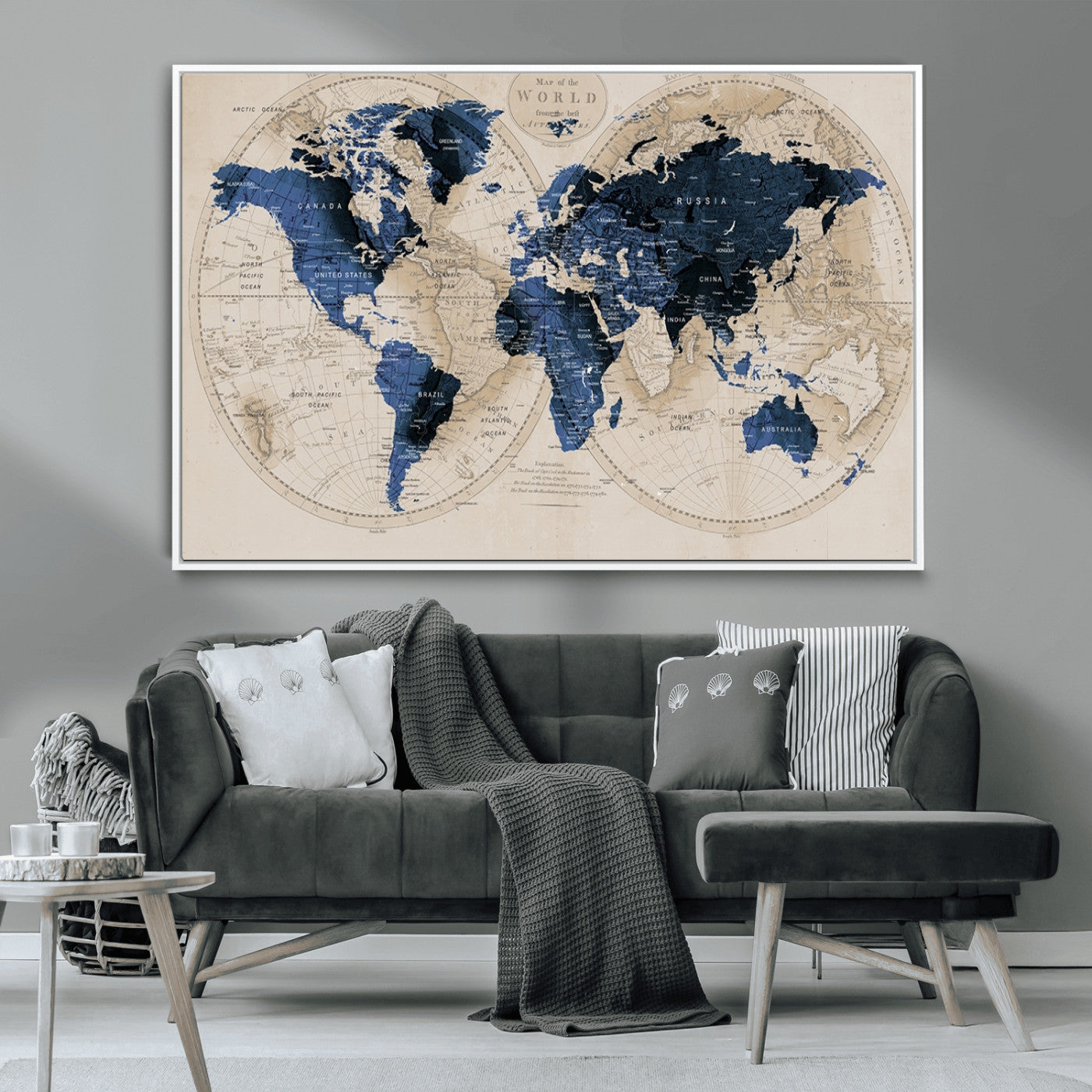 MGV-FC-36X24 - World Map Wall Art Canvas Print for Home and Office Decor