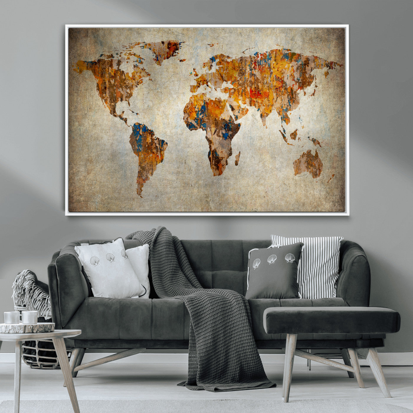 MGV-FC-36X24 - Push Pin World Map Canvas Print – Framed Wall Art for Couples to Track Their Travels – Anniversary