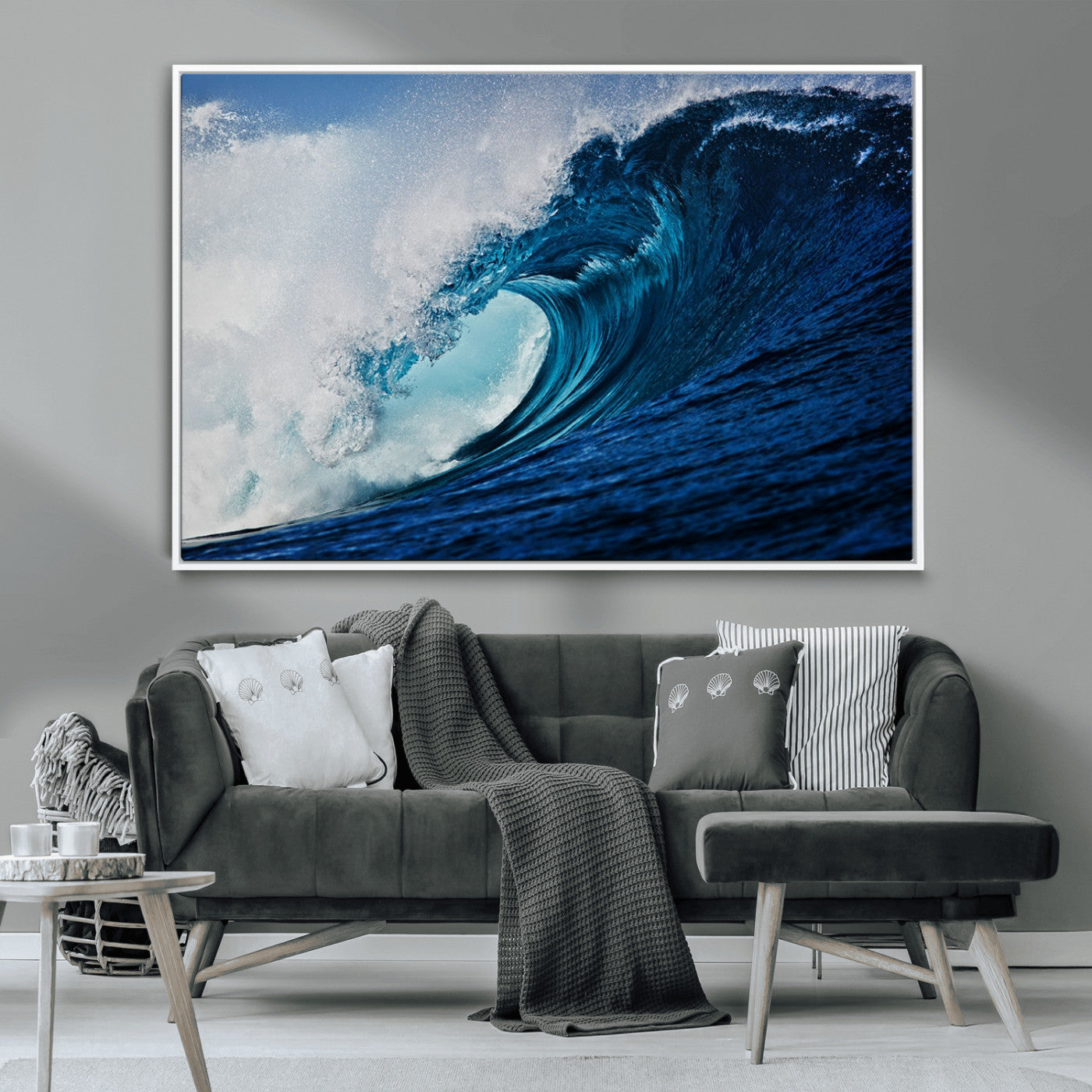 MGV-FC-36X24 - Ocean Wave at Sunset Canvas Art, Large Wall Print of Vibrant Water Waves, Coastal Art for Living Room and Dining Room Decor