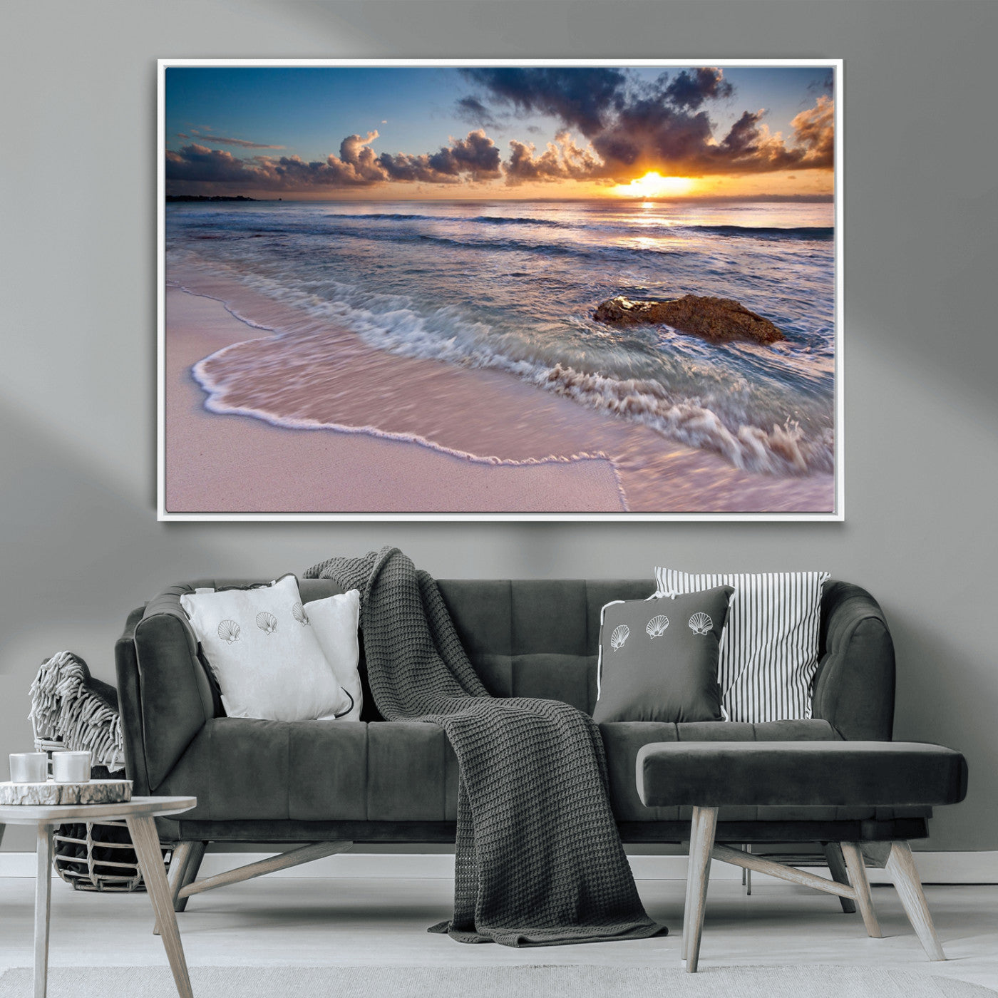 MGV-FC-36X24 - Sea Ocean Sunset Beach Wall Art Canvas Print