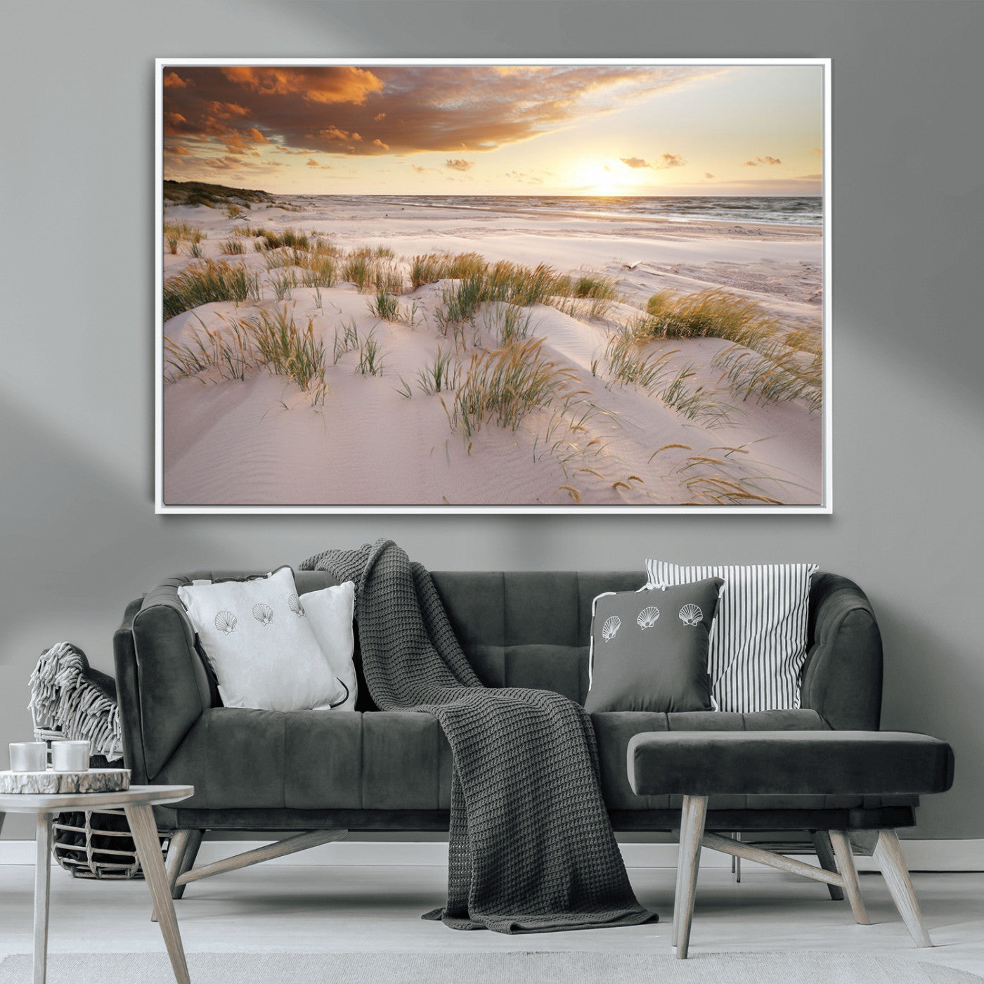 MGV-FC-36X24 - Flight Over Coastal Beach Landscape, Flight Over Coastal Beach Print Canvas Wall Art