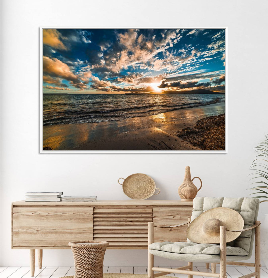 Beach Wall Art - Ocean Sunset Canvas.