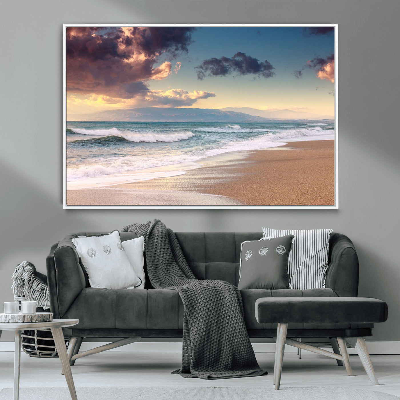 MGV-FC-36X24 - Cloudy Weather Beach Sunset Canvas Print | Sunrise Wall Art Canvas Print
