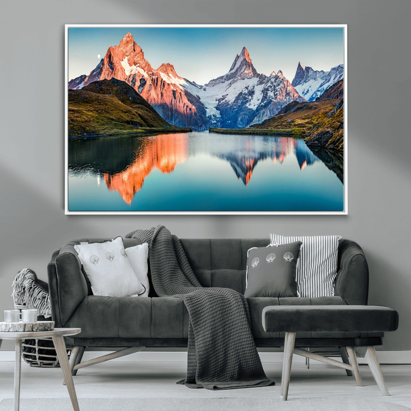 Landscape Mountain and Lake View Wall Art Canvas Print