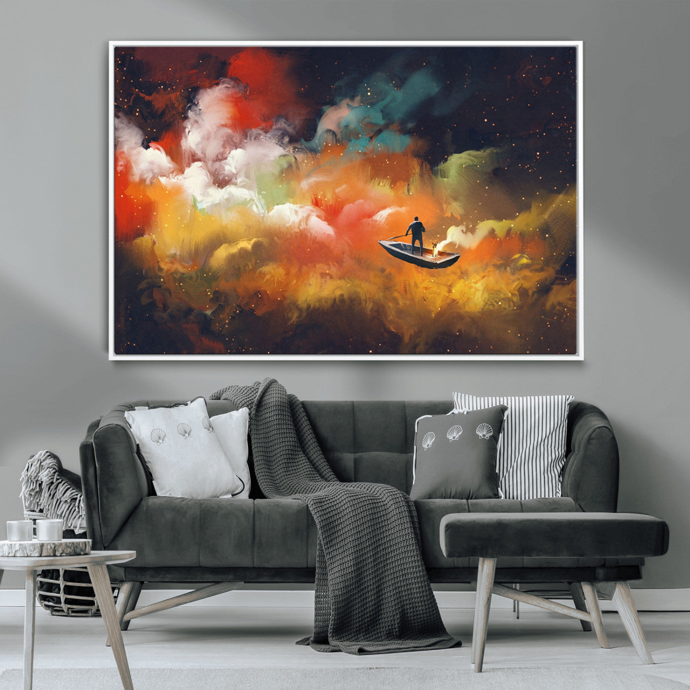 MGV-FC-36X24 - Surreal Space Adventure Canvas Wall Art – Dreamlike Abstract Galaxy Print – Framed and Ready to Hang for Living Room or Bedroom Decor