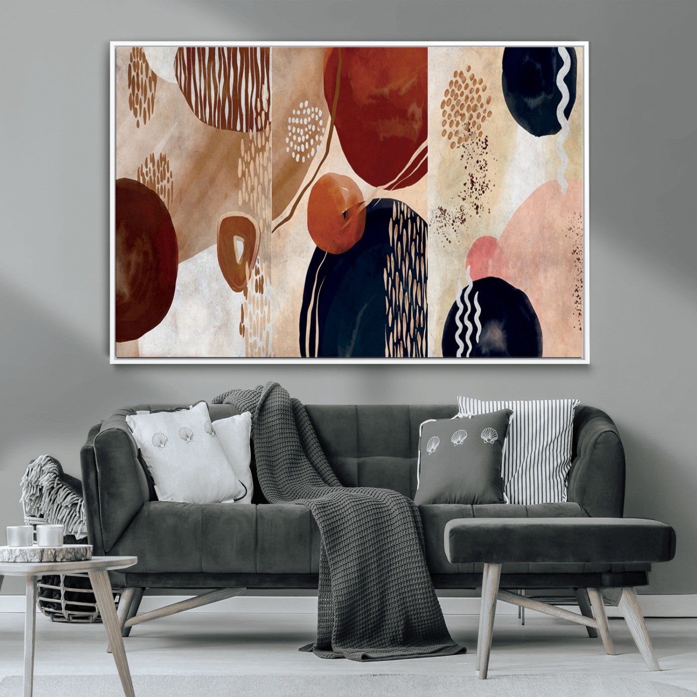 MGV-FC-36X24 - Boho Wall Art Canvas Print Set Mid-Century Prints Bohemian Wall Artwork Prints Boho Neutral