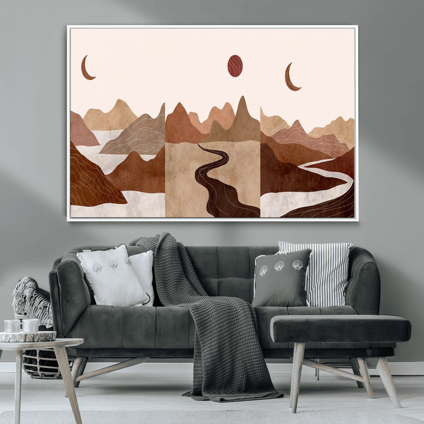 MGV-FC-36X24 - Boho Wall Art Canvas Print Set Mid-Century Prints Bohemian Wall Artwork Prints Boho Neutral