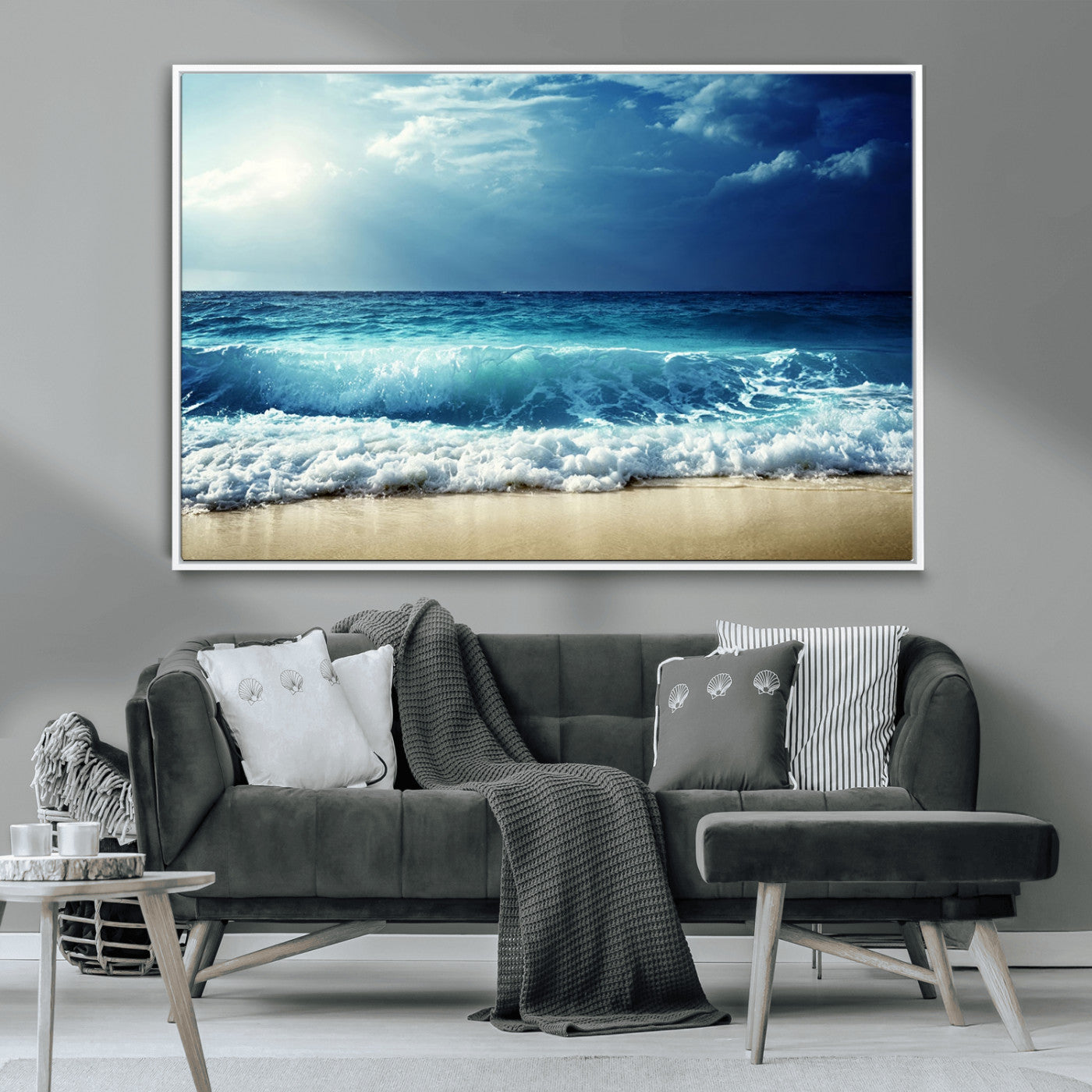 MGV-FC-36X24 - Majestic Ocean Wave Wall Art Canvas | 3 Panel Large Seascape Print for Living Room, Bedroom, Office Decor, Ready to Hang