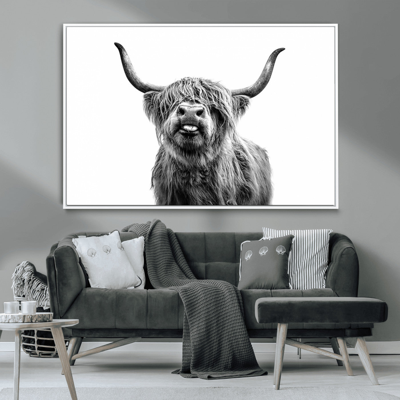MGV-FC-36X24 - Fanny Scottish Highland Cow Cattle Art Print Farmhouse Wall Art Canvas Print