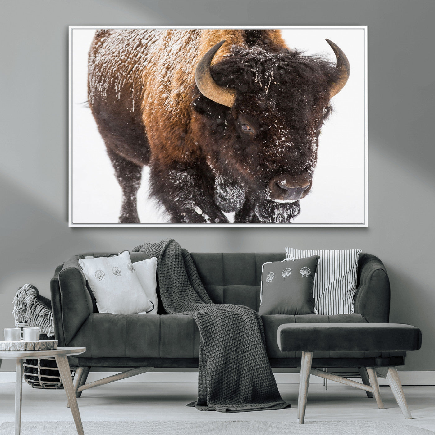 MGV-FC-36X24 - Bison Wall Art Canvas Print For Farmhouse, Wild Animal Wall Art
