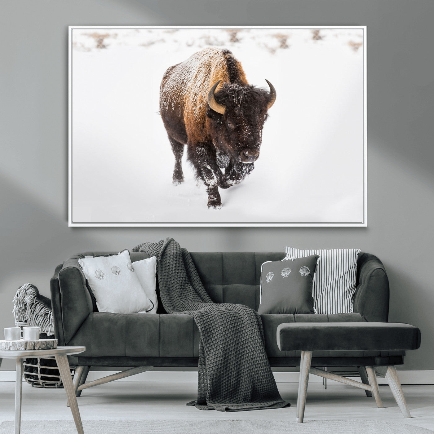 MGV-FC-36X24 - Bison Winter Wall Art Canvas Print For Farmhouse Decor