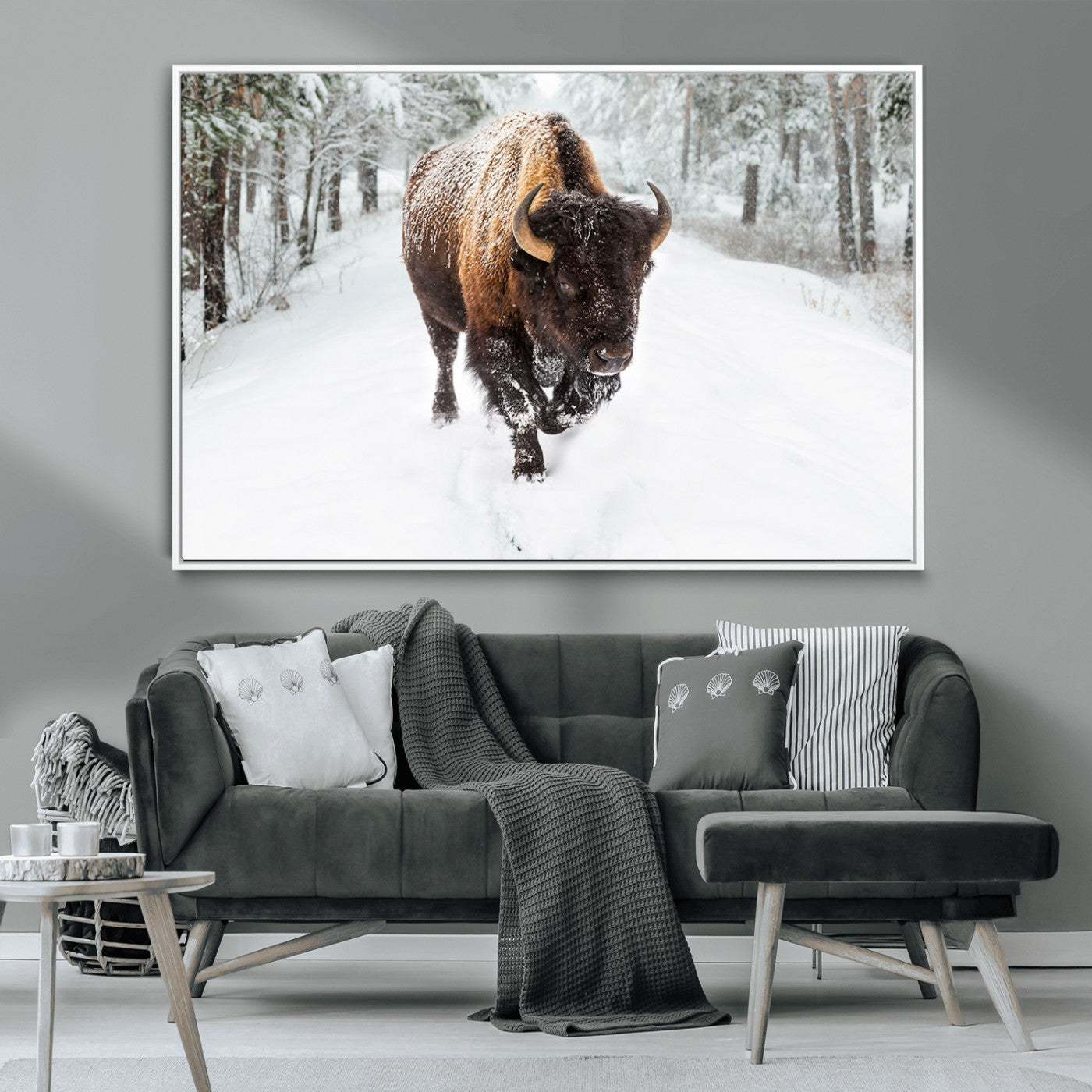 MGV-FC-36X24 - Bison Wall Art Canvas Print For Farmhouse, Animal Canvas Print, Wild Animal Wall Art