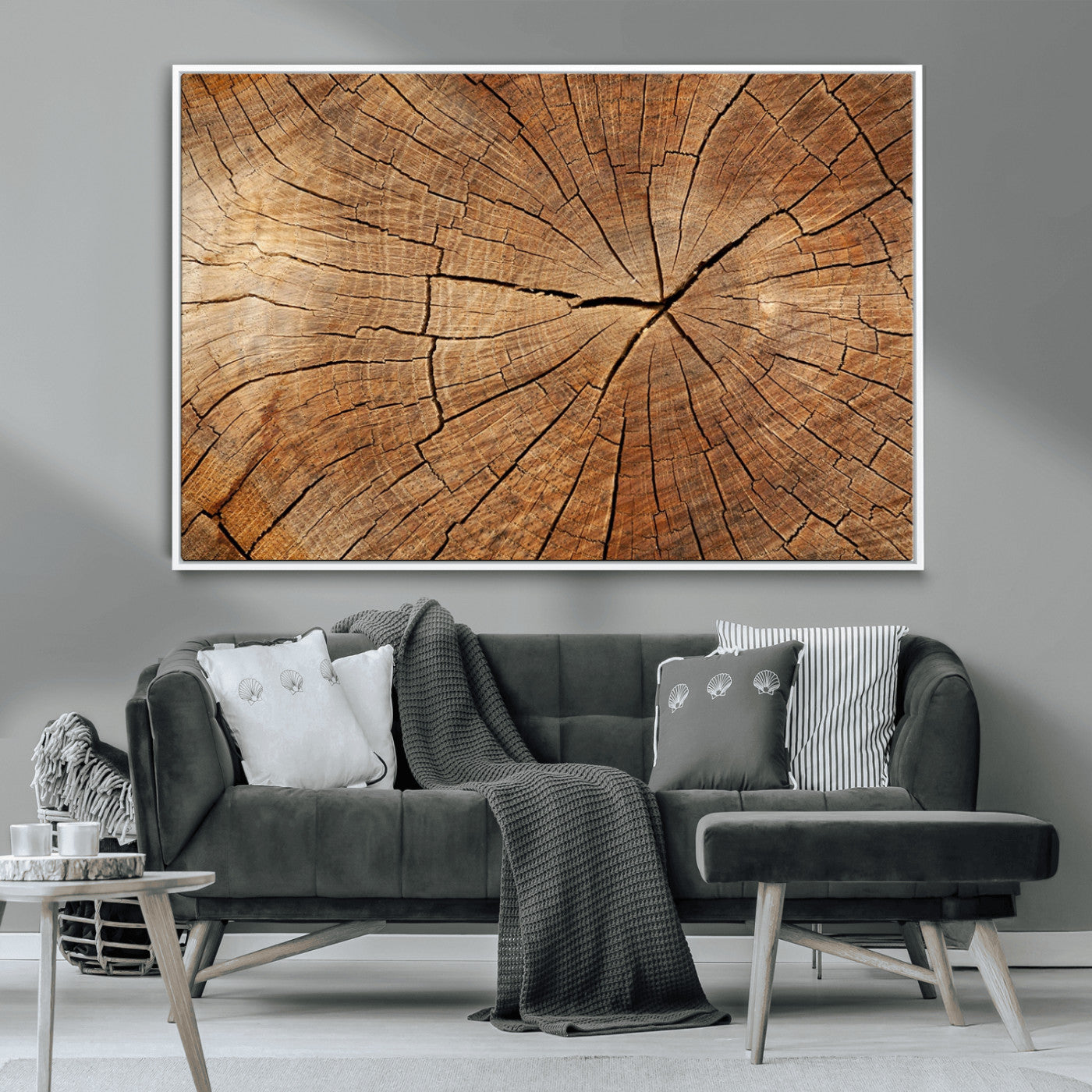 MGV-FC-36X24 - Tree Ring Canvas Art, Rustic Wood Grain Wall Art, Tree Slice Decor for Modern Homes, Giclee Multi-Panel Print, Tree Ring Wall Art Set
