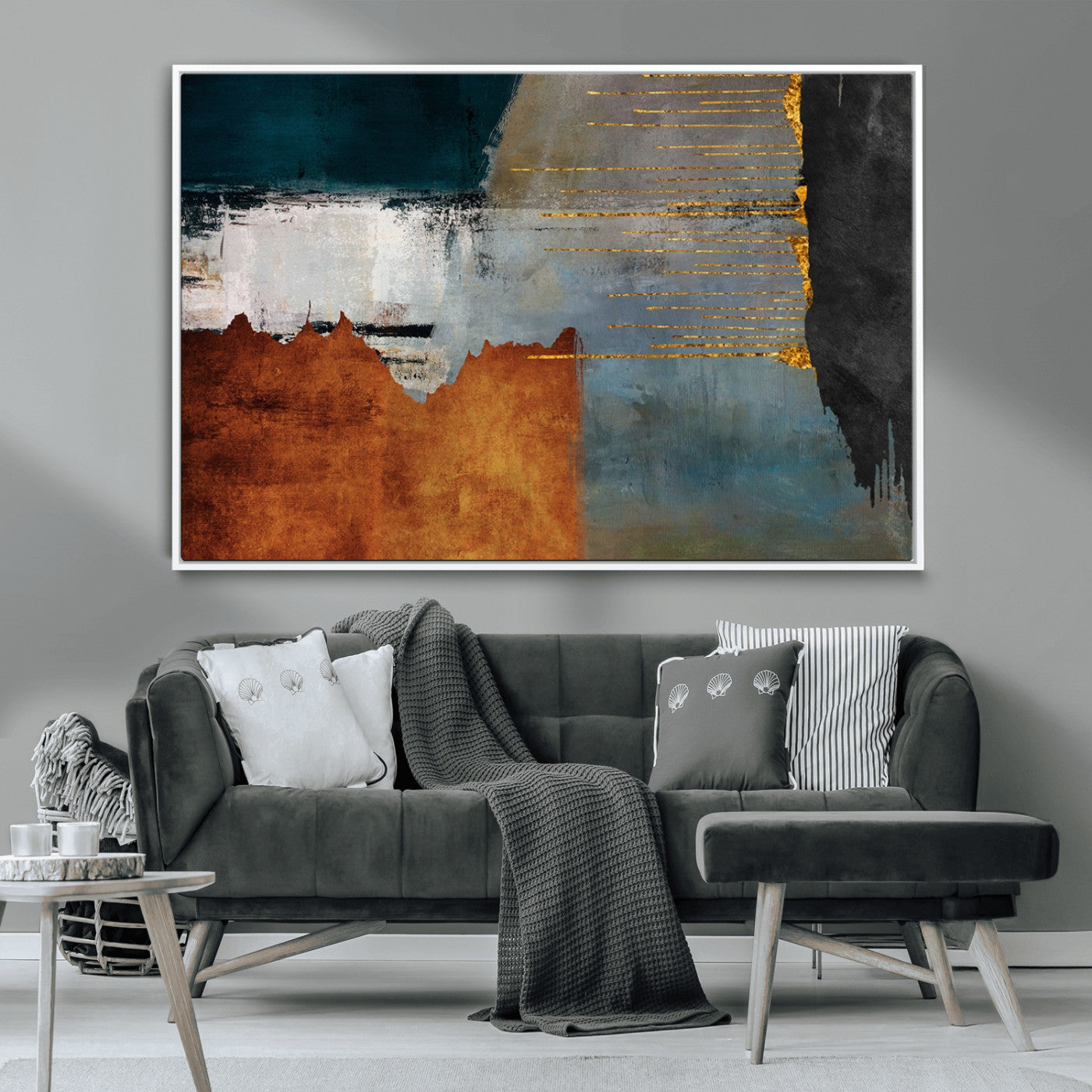 MGV-FC-36X24 - Modern Abstract Canvas Art Canvas Print - Framed and Ready to Hang Artwork for Contemporary Living Room or Office Decor