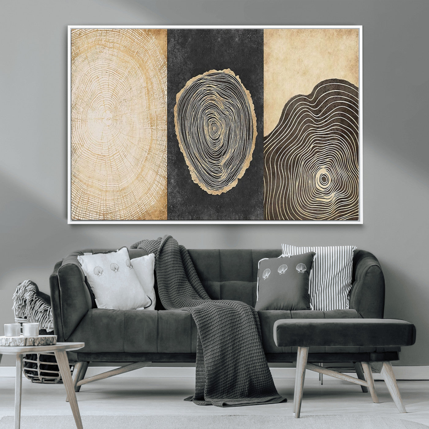 MGV-FC-36X24 - Tree Rings Canvas Wall Art Print – Minimalist Natural History in Modern Decor - Minimalist Boho Wall