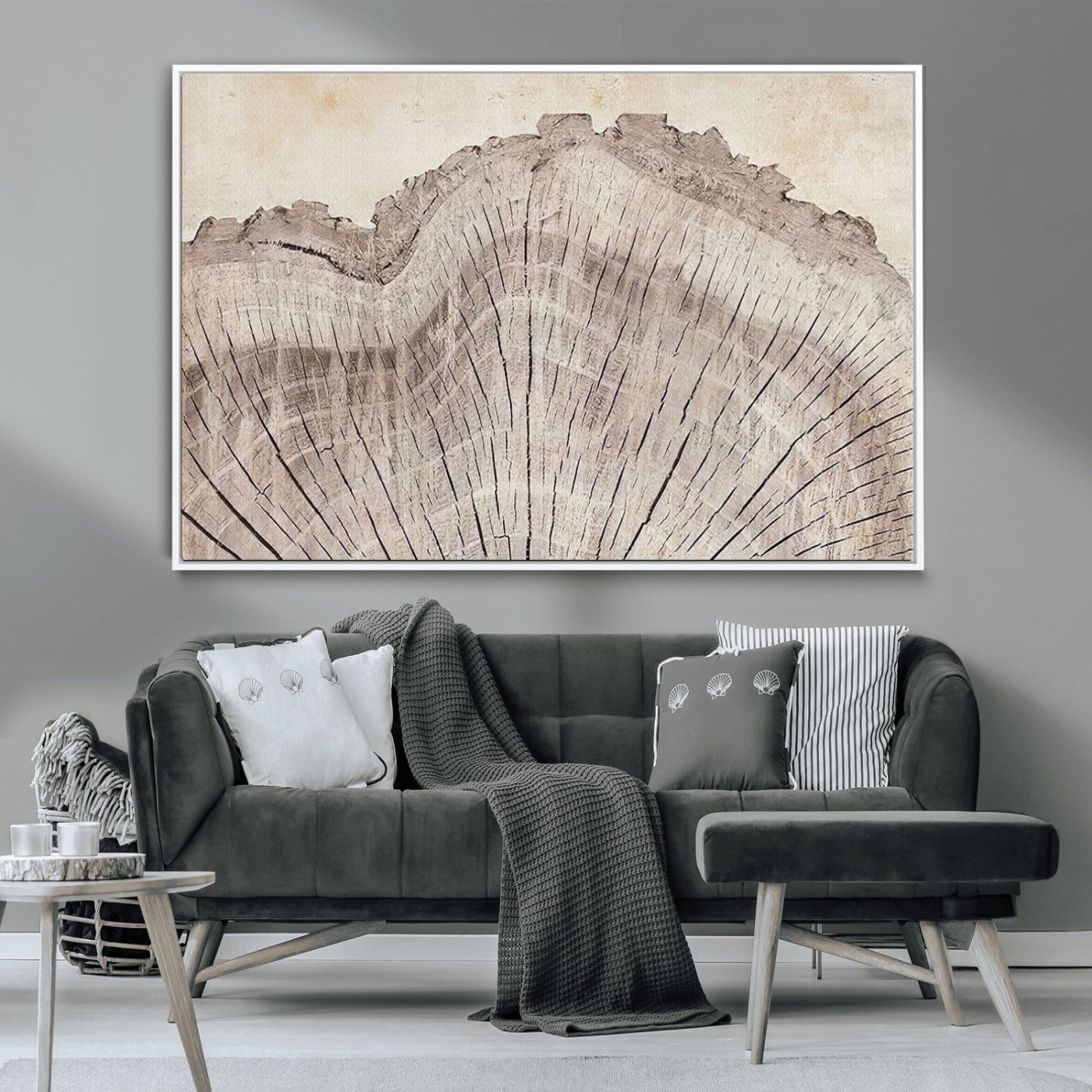 MGV-FC-36X24 - Tree Ring Wall Art Triptych, Rustic Wood Ring Canvas Print, Minimalist Wall Decor for Modern Homes and Farmhouse Decor