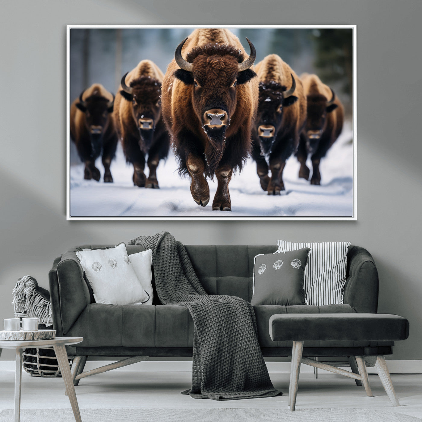 MGV-FC-36X24 - Buffalo Wall Art Canvas Print, American Bison Herd Wall Art Canvas Print - Bison Canvas Print