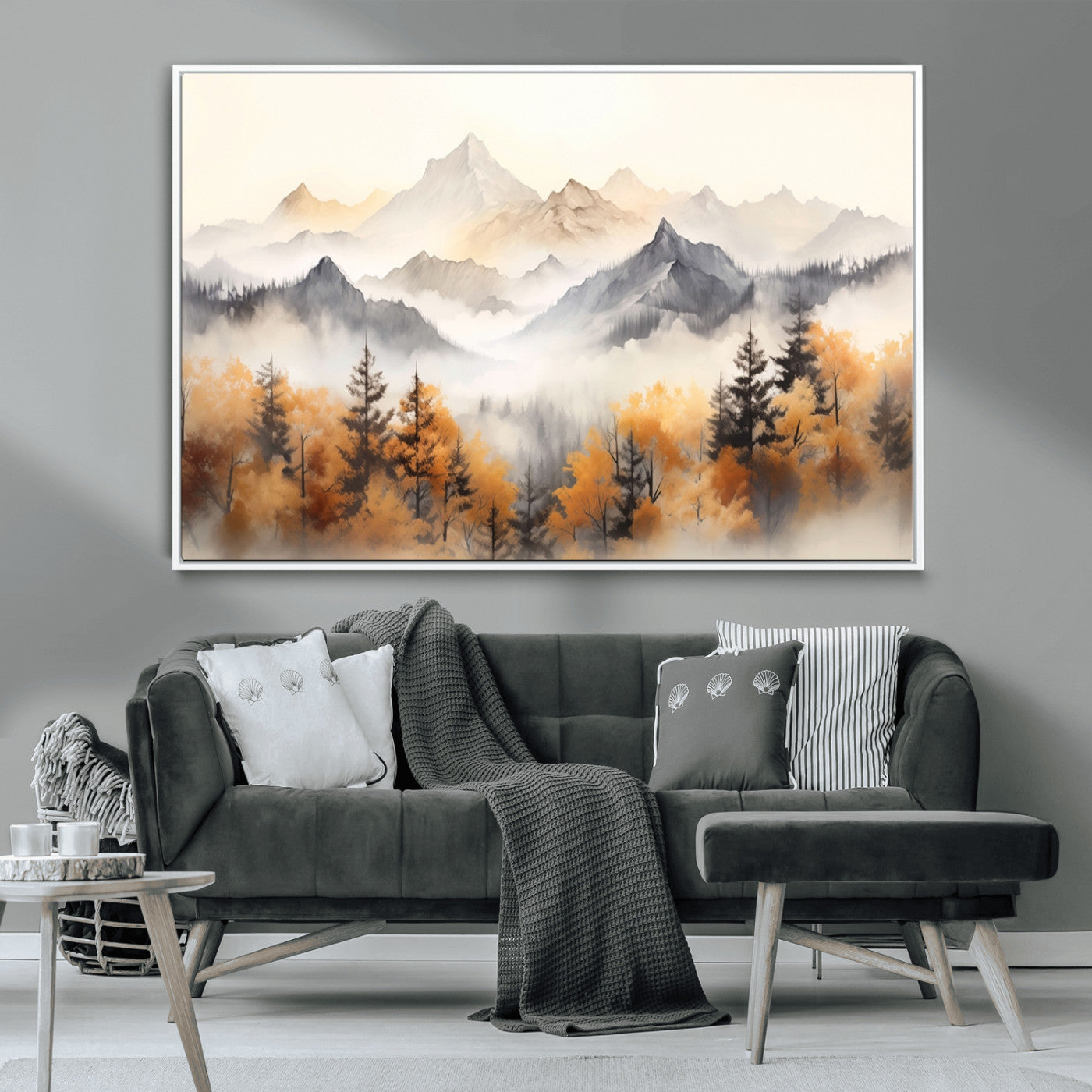 MGV-FC-36X24 - Abstract Mountain Wall Art | Misty Mountain Forest and Mountains Canvas Print for Living Room,