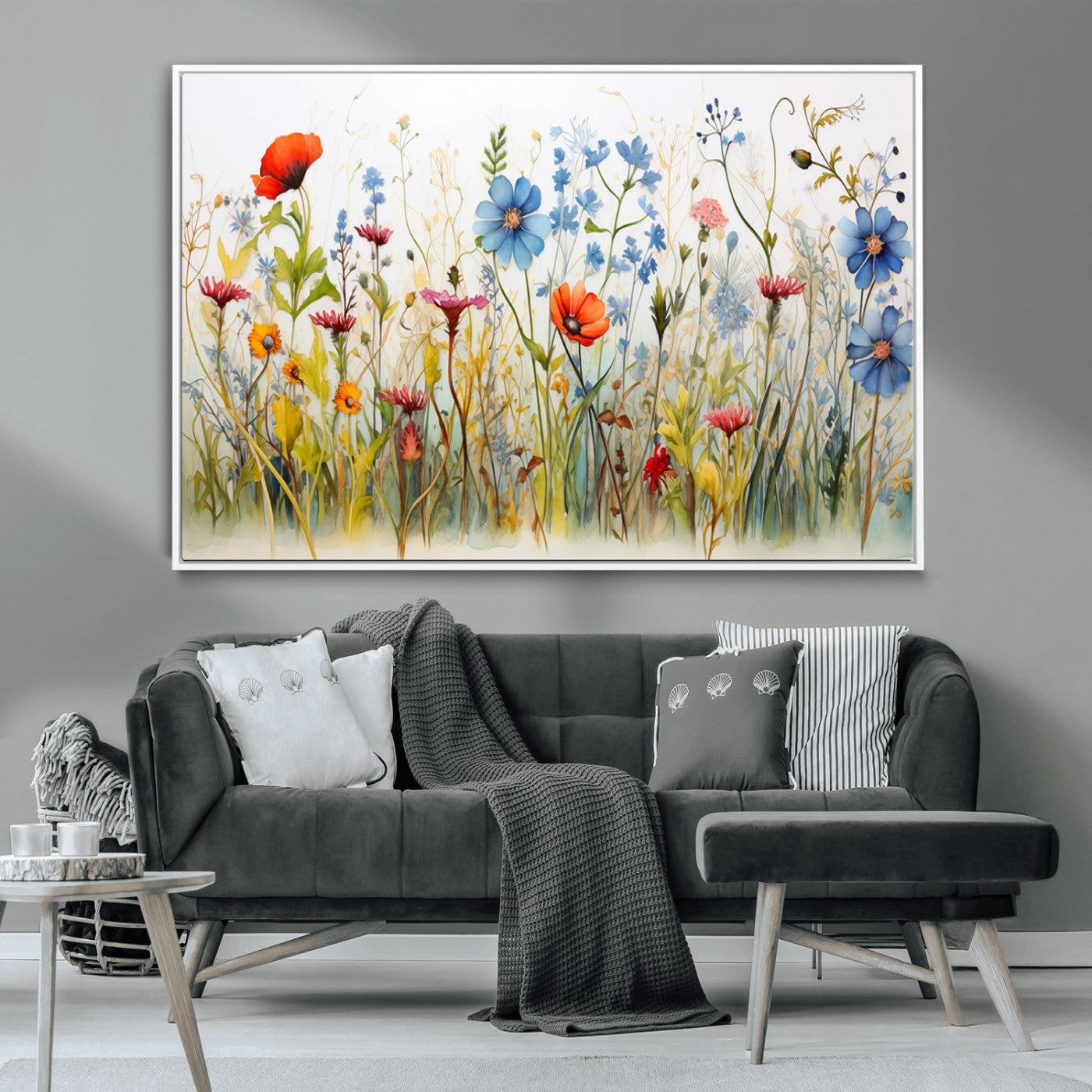 MGV-FC-36X24 - Colorful Wildflower Canvas Wall Art - Vibrant Floral Botanical Print, Bright Nature Decor for Living