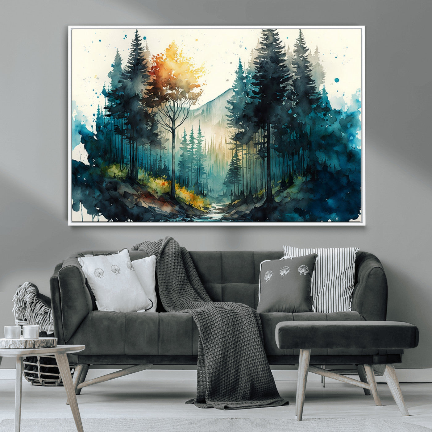 MGV-FC-36X24 - Watercolor Trees Forest Abstract Wall Art Canvas Print