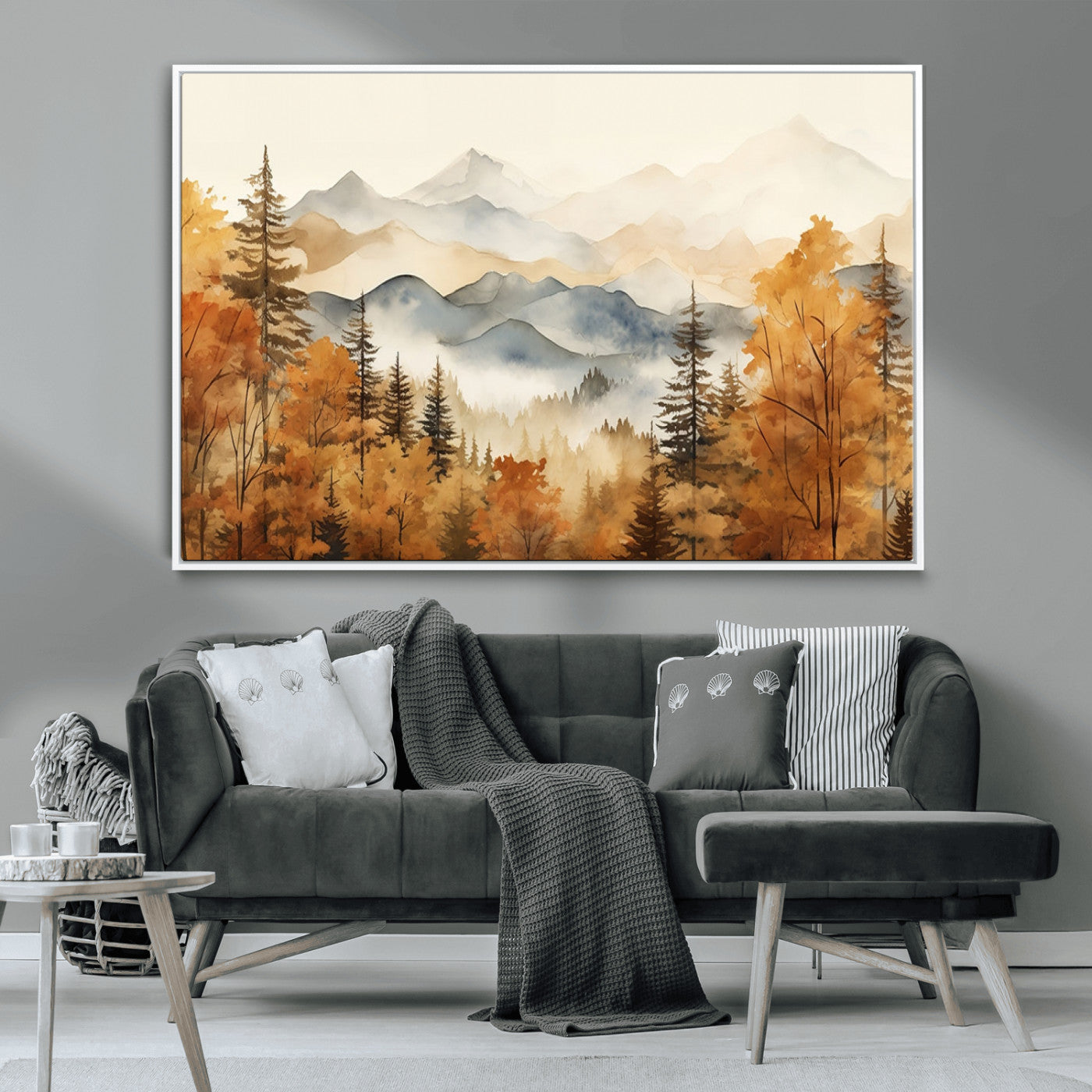 MGV-FC-36X24 - Golden Autumn Forest Wall Art | Mountain Landscape Canvas Print for Living Room or Bedroom | Large Wall Decor with Nature-Inspired Design