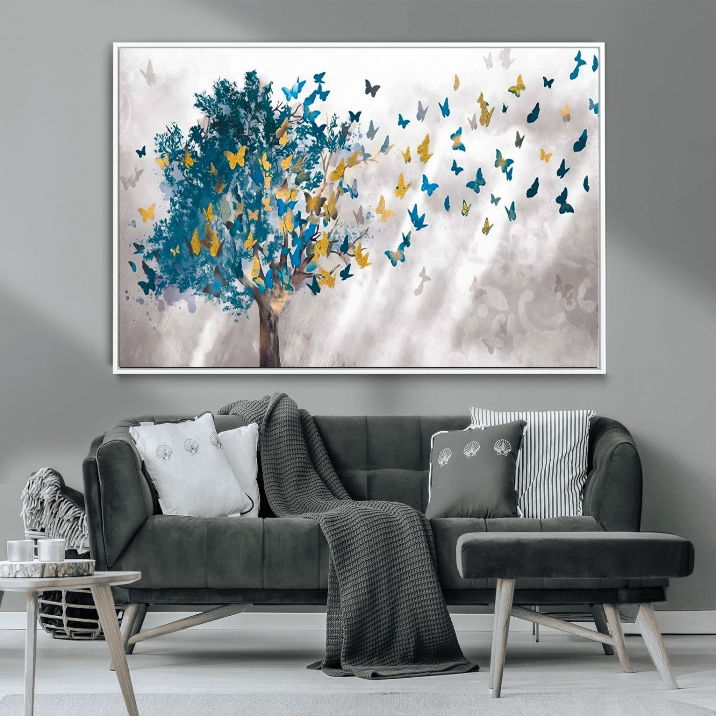 MGV-FC-36X24 - Tree Butterfly Abstract Tree and Butterfly Wall Art Canvas Print