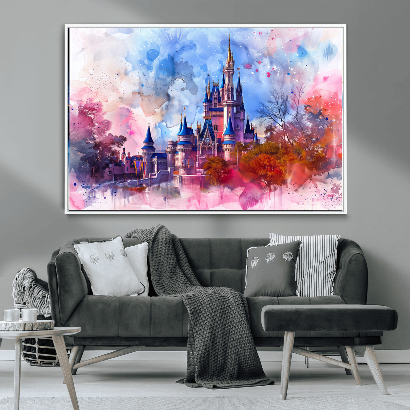 MGV-FC-36X24 - Disney Wall Art: Dreamy Watercolor Cinderella Castle Canvas Print