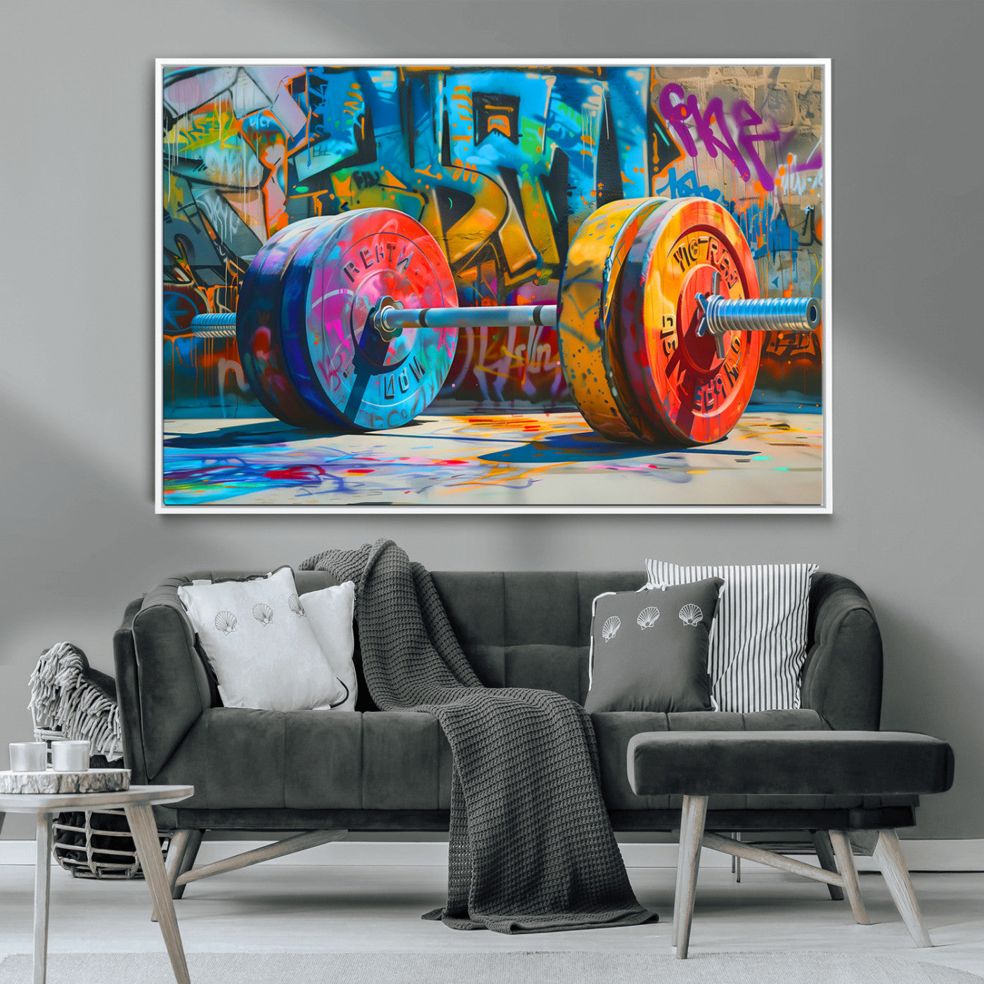 MGV-FC-36X24 - Fitness Gym Barbell Graffiti Wall Art Canvas Print