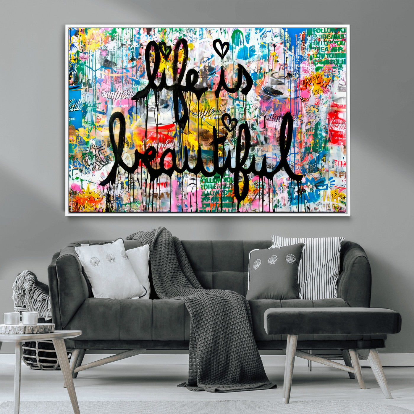 MGV-FC-36X24 - Life Beautiful Wall Art Canvas Print | Graffiti Wall Art Canvas Print