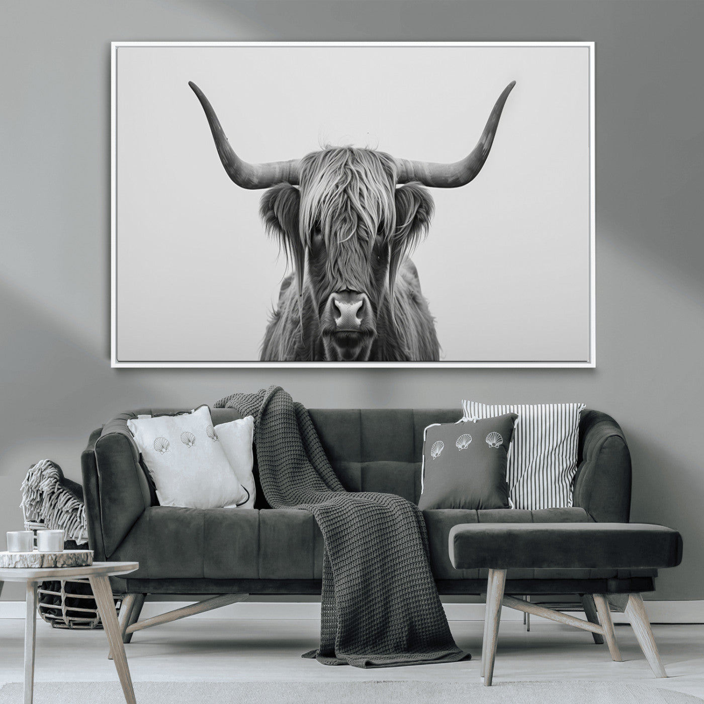 MGV-FC-36X24 - Farmhouse Longhorn Wall Art Canvas Print, Longhorn Texas Wall Art Canvas Print