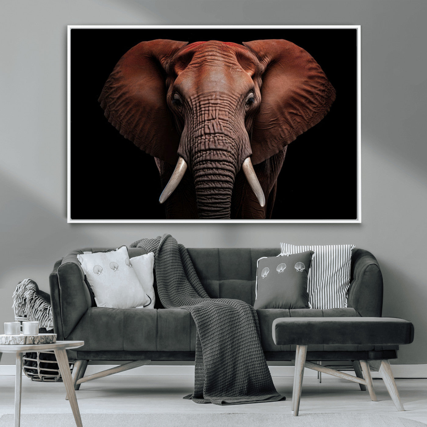 -Wild Elephant Wall Art Canvas Print, Africa Savannah Wild Animal Wall Decor Print