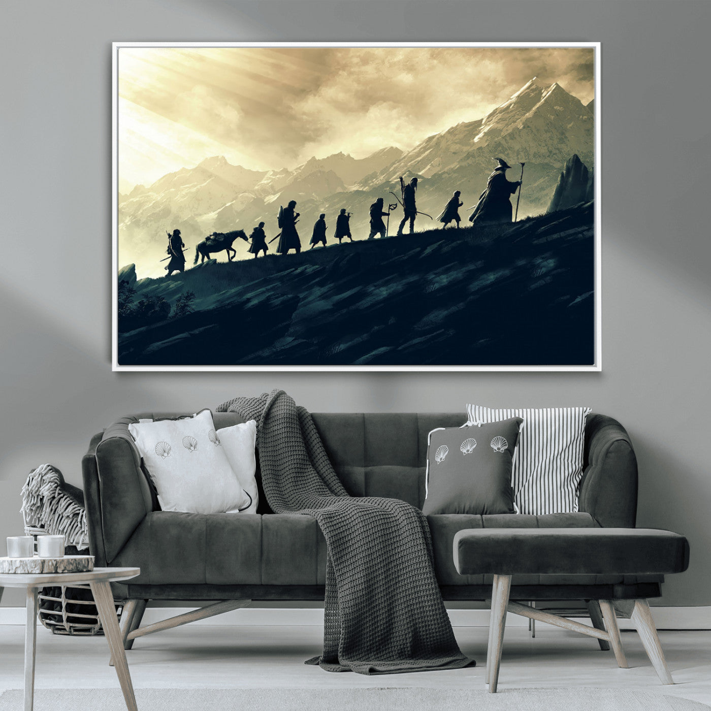 41574-MGV-CV-36X24-Lord of the Rings Silhouette Wall Art Capturing the Epic Quest Through Middle-Earth - The