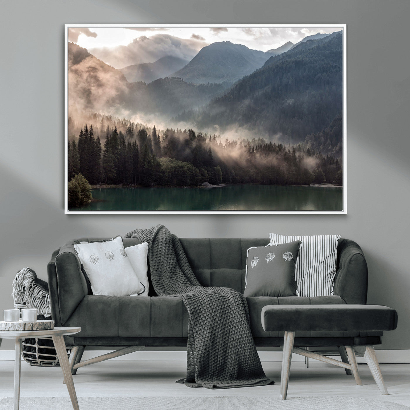 MGV-FC-36X24 - Foggy Mountain Canvas Print Forest Wall Art
