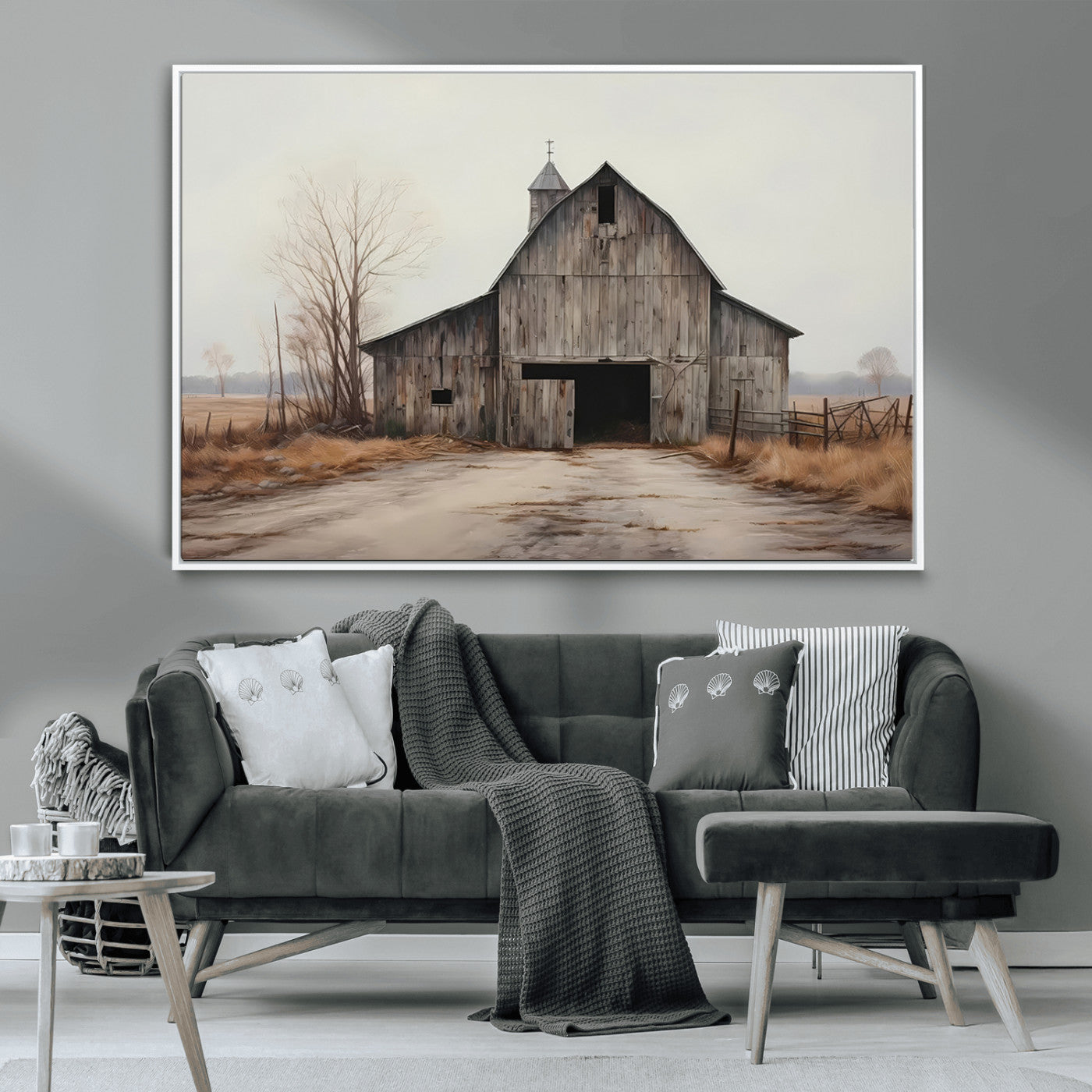 MGV-FC-36X24 - Farmhouse Rustic Barn Wall Art Canvas Print – Framed and Ready to Hang – Perfect Addition to Farmhouse Wall Décor