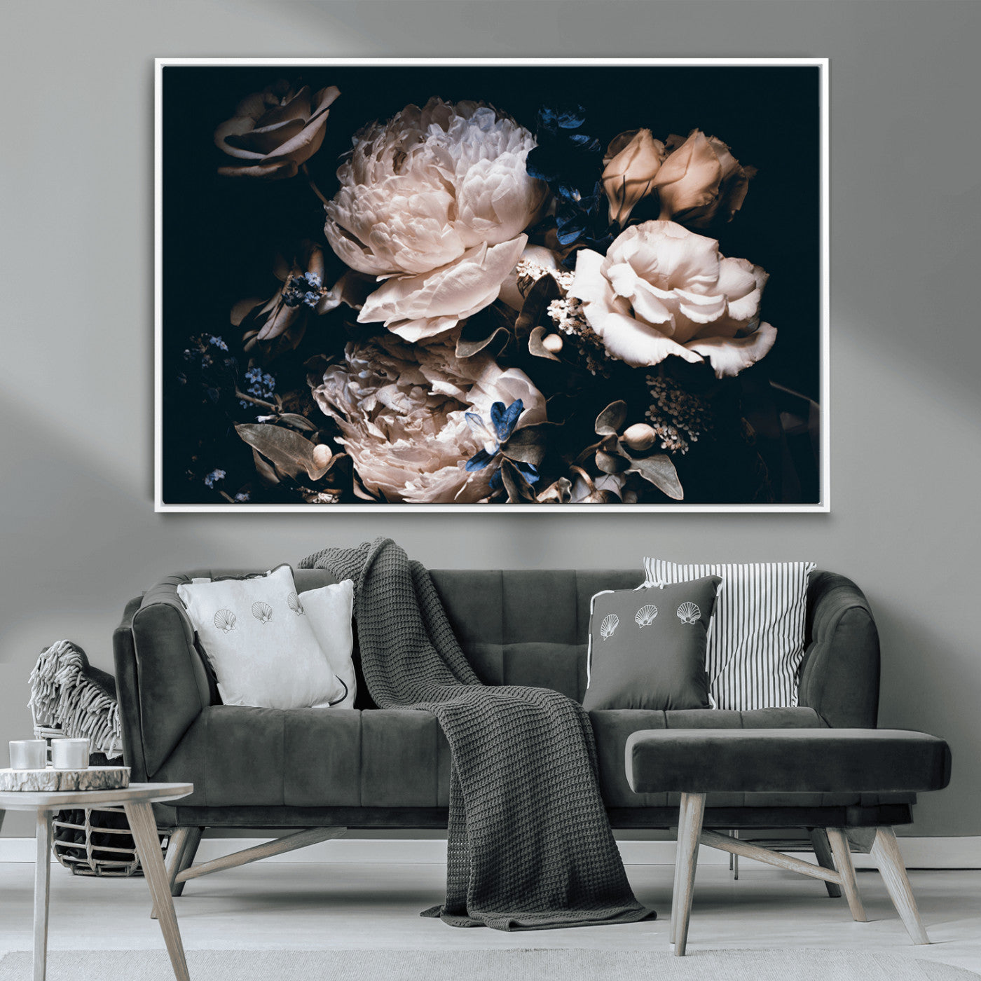 MGV-FC-36X24 - Pink Peonies Flowers Large Canvas Art Print