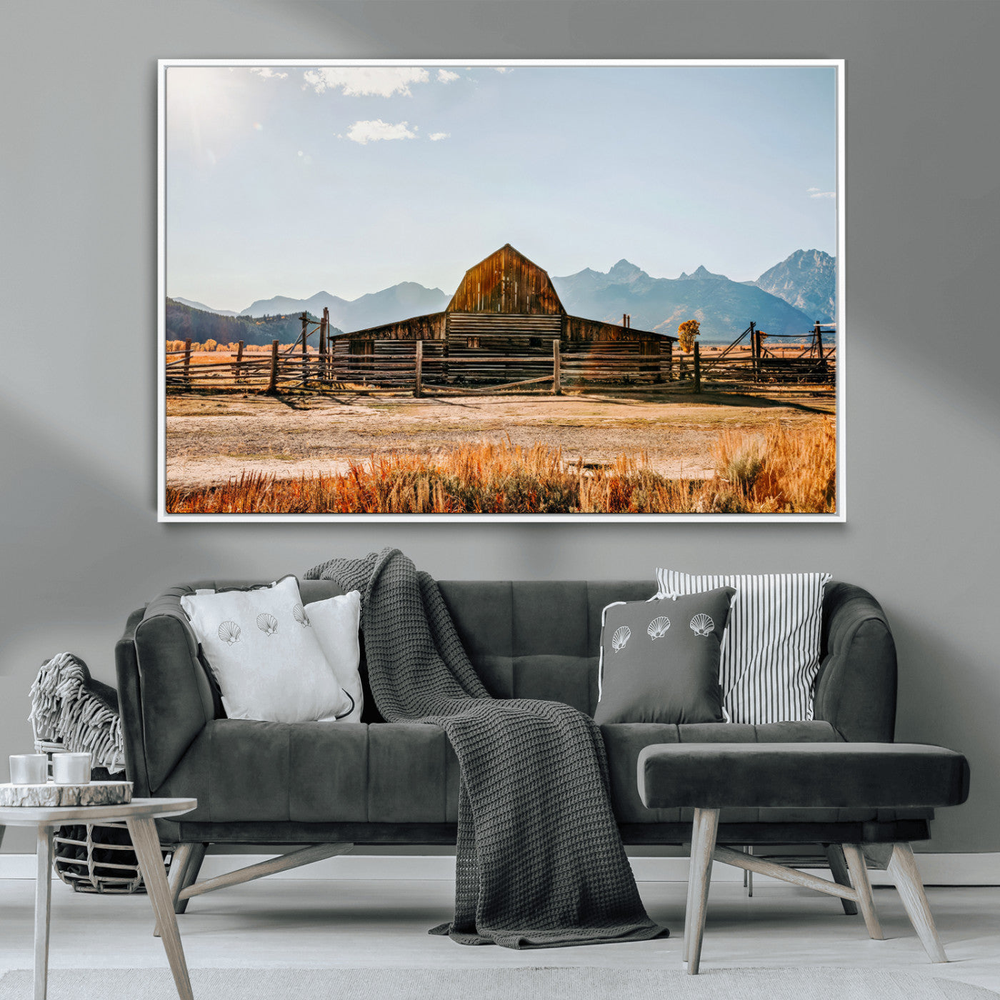 MGV-FC-36X24 - Vintage Old Barn Field Wall Art Canvas Print for Farmhouse Decor - Rustic Barn Wall Art Canvas Print
