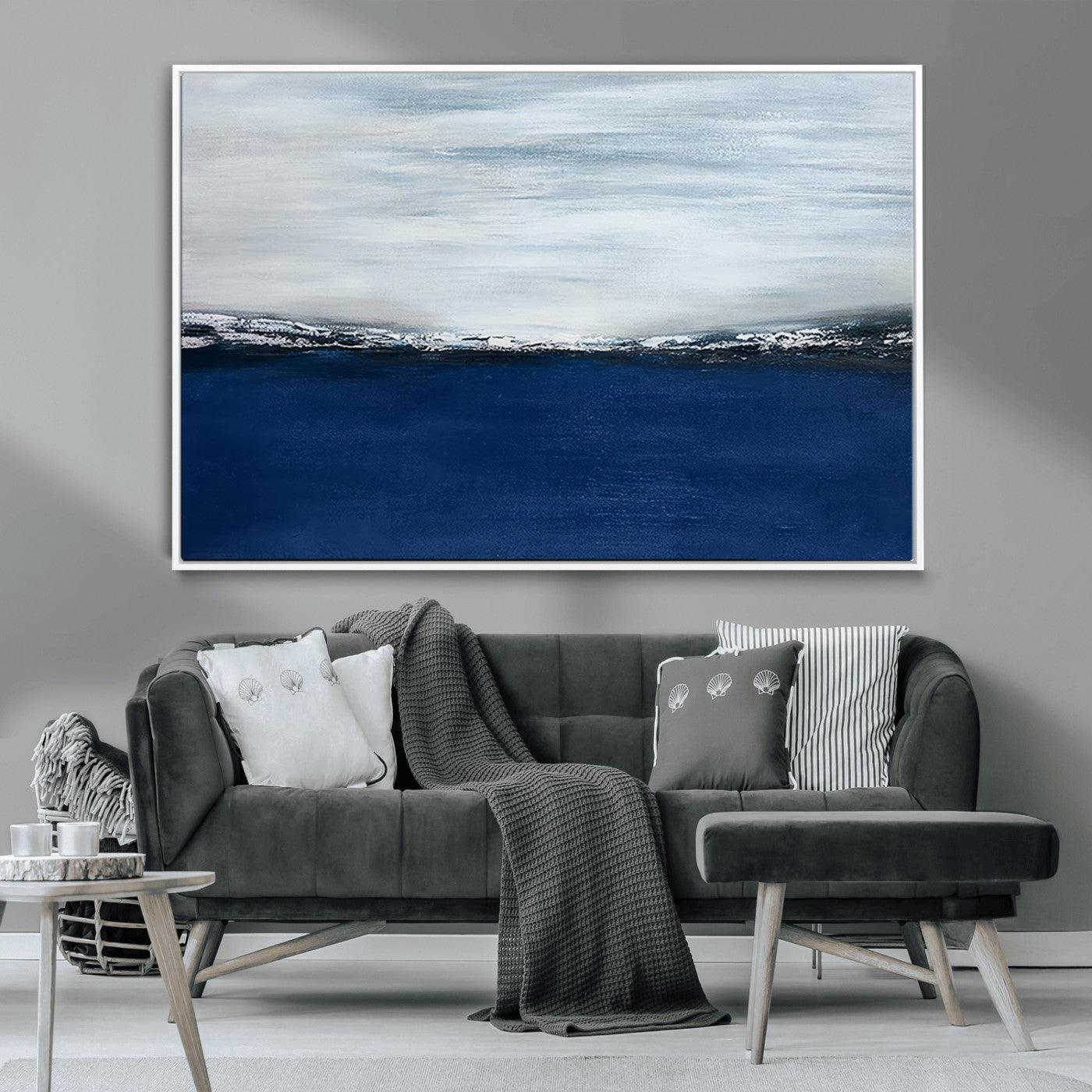 MGV-FC-36X24 - Navy Blue Abstract Wall Art Canvas Print