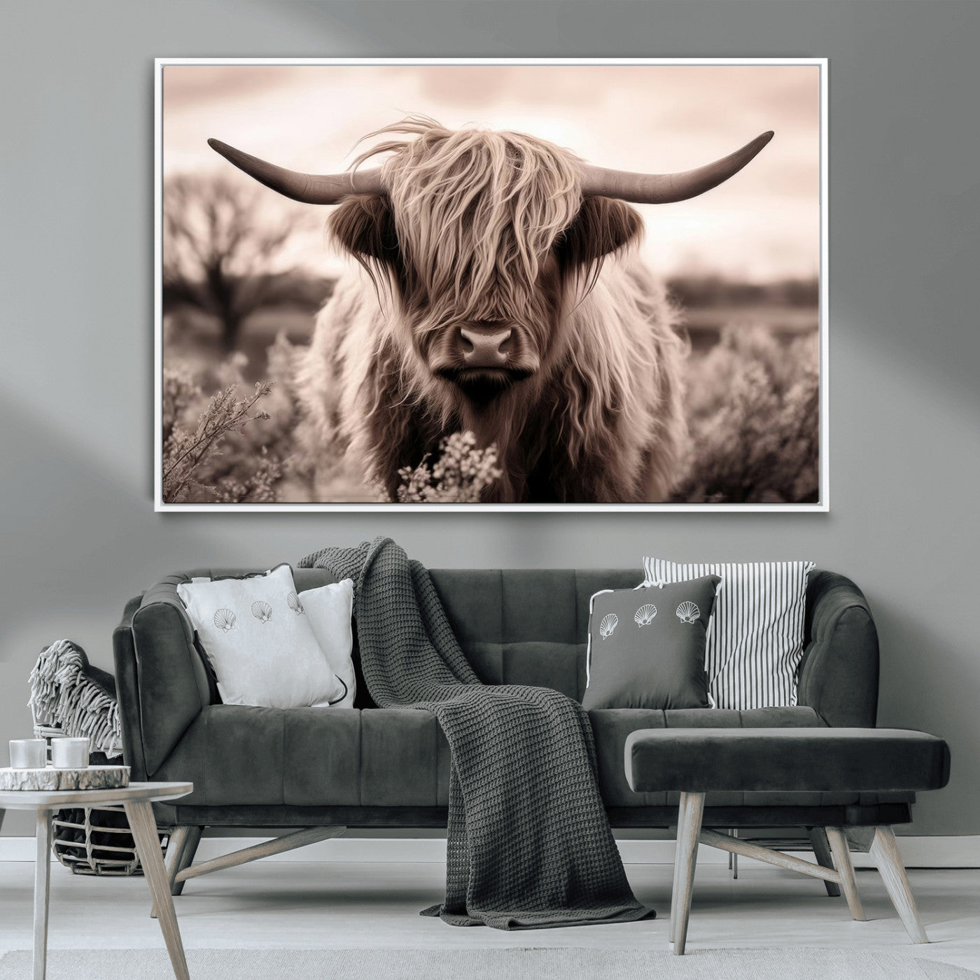 MGV-FC-36X24 - Scottish Cow Longhorn Wall Art Canvas Print