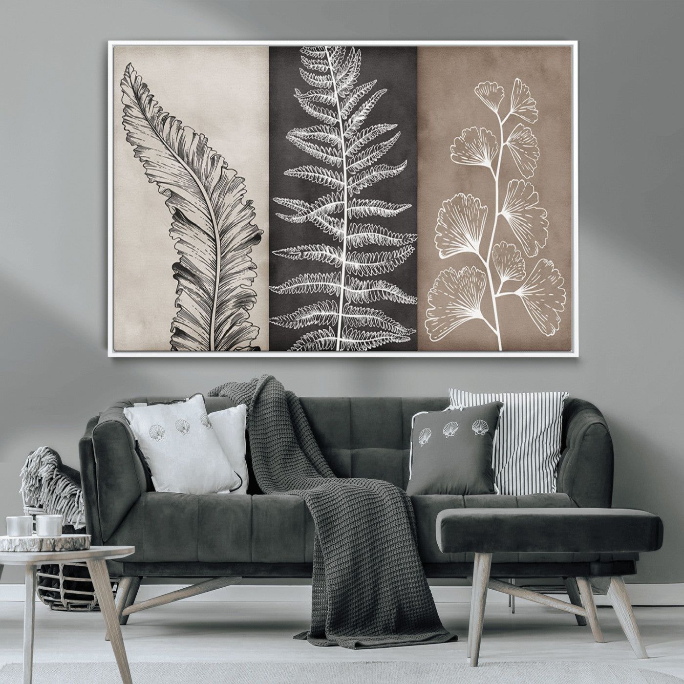 MGV-FC-36X24 - Minimalist Botanical Wall Art Canvas Print, Framed and Ready to Hang - Nature Art Print for Home