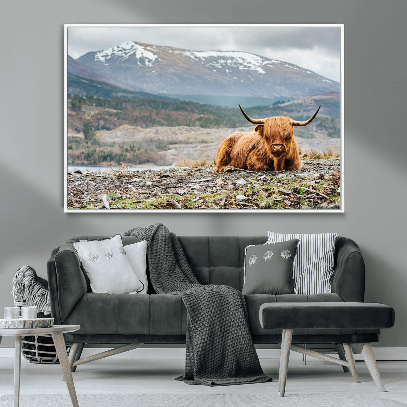 -Highland Cow Horn Farm Wall Art Canvas Print